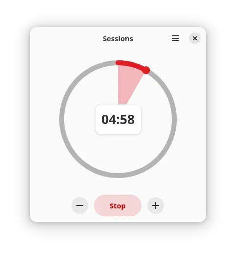 Timer running during a work session with sessions