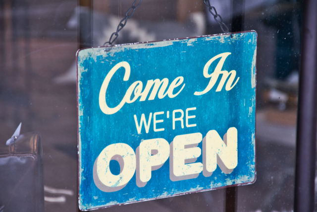 Photo of worn out sign with letters saying 'come in we're OPEN'. Source: Kevin Bidwell Pexels.com.