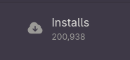 Screenshot with "Installs" as the title and "200,938" as the description