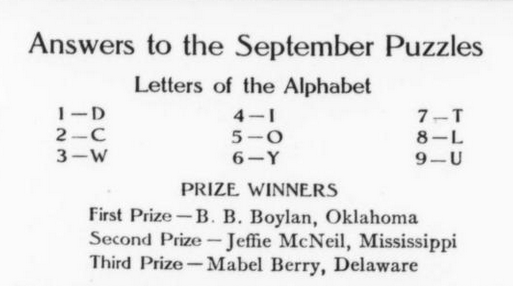 1=D, 2=C, 3=W, 4=I, 5=O, 6=Y, 7=T, 8=L, 9=U.