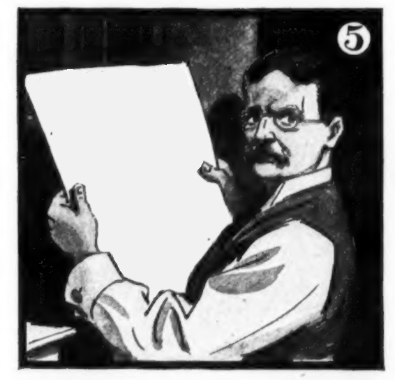 Angry guy with spectacles, holding up a piece of paper and scowling over his left shoulder