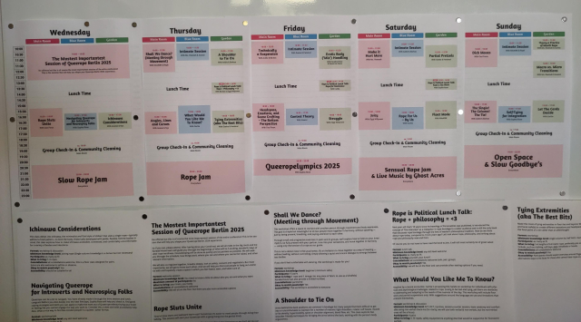 Queerrope Berlin conference schedule.