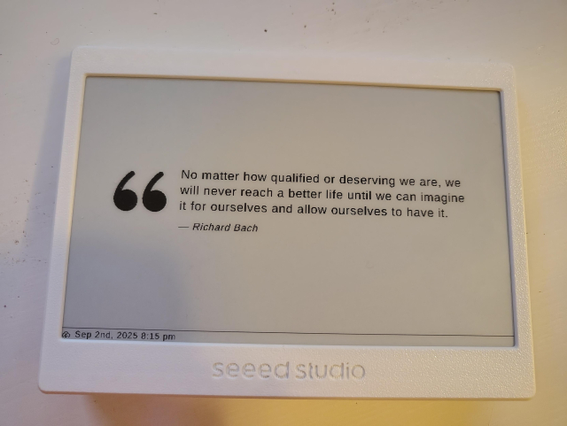 Fruitstand displaying a quote on the XIAO 7.5" ePaper Panel