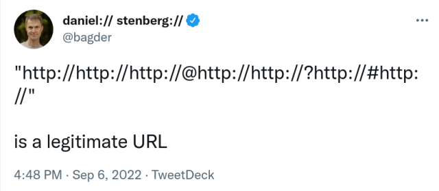 http://http://http://@http://http://?http://#http://

is a legitimate URL