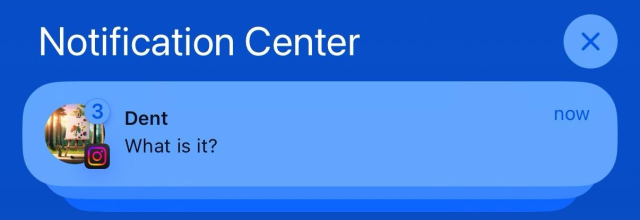 Screenshot of the new push notification with a profile photo shown in Notification Center