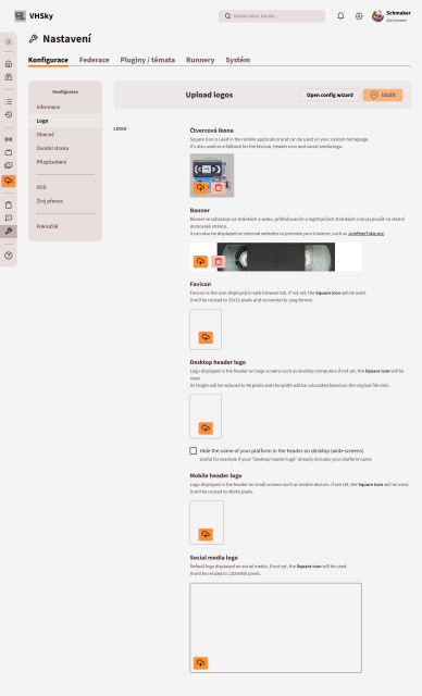 Screenshot administrace VHSky, kde zoufale chybí kvalitní logo právě od tebe!