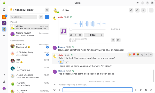 Gajim 2.3.5 main window