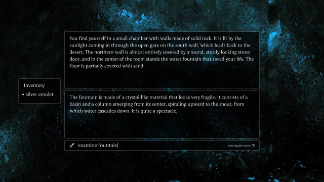 image from the game showing text parser at work