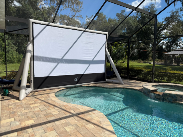 Projector Screen by Pool