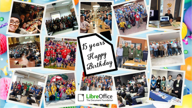 Collage of photos from LibreOffice events over the years