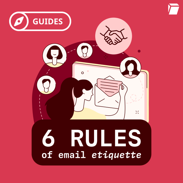 Image of a person opening an email with the title: 6 rules of email etiquette