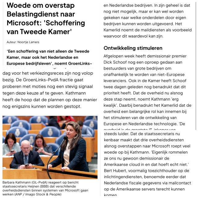 Een overzicht van vier print screens van de ernstige vsn bnr waar je het hele verhaal kunt luisteren en lezen. Ook een foto van mij in de tweede kamer links onderin