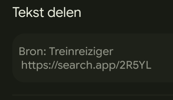 Tekst delen 
Bron: Treinreiziger
https://search.app/2R5YL