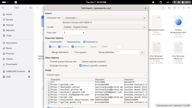 Screenshot of LibreOffice Text Import page where the bottom buttons are missing