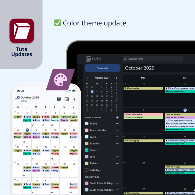 New dark blue theme on the Tuta Calendar