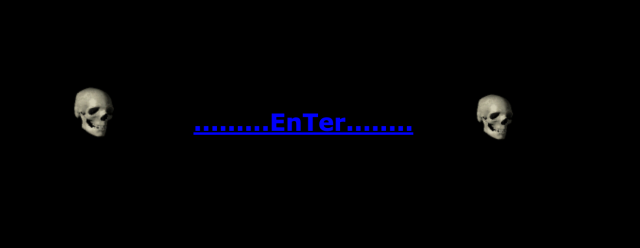 Screenshot of a Geocities website: two rotating skulls next to the text ".........EnTer........"