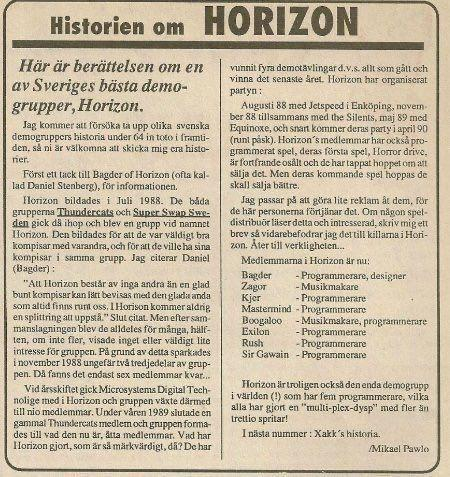 The story of Horizon, a Swedish C64 demo group. In Swedish.