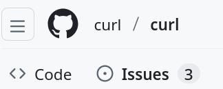Snapshot from curl's GitHub repository showing number of open issues:

3