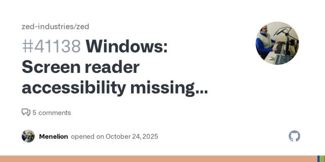Windows: Screen reader accessibility missing completely
