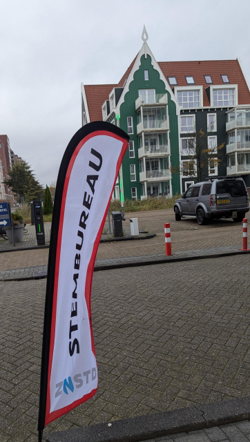 A flag of stembureau van Zaanstad flying in the wind