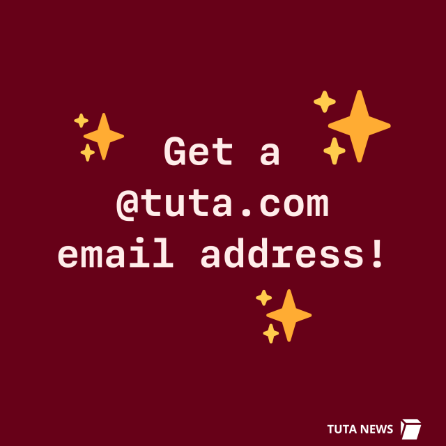 A picture calling on people to get a Tuta.com email address.