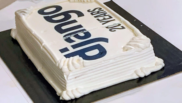 Birthday cake with the Django logo