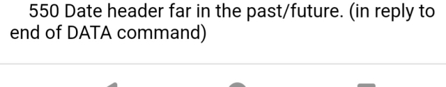 550 Date header far in the past/future. (in reply to end of DATA command)