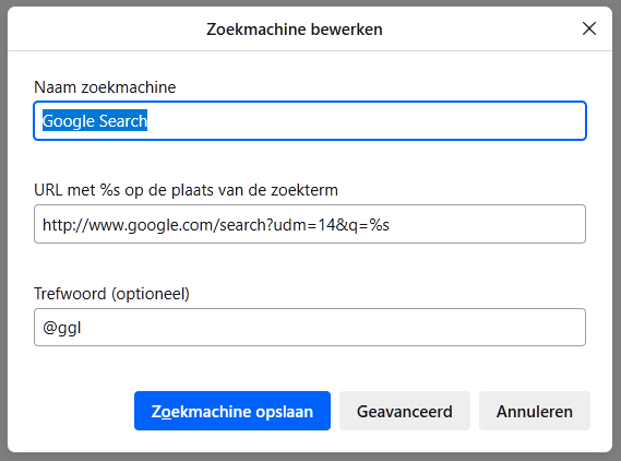 Google Search with no AI in Firefox