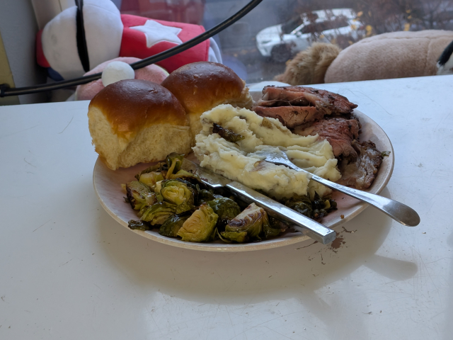 My complete plate.  (I had the salad she made in another bowl.)