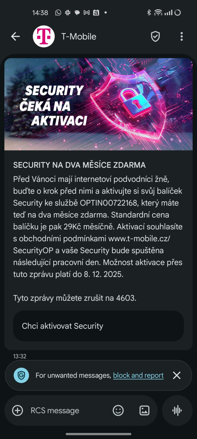 Screenshot of received marketing SMS although I previously unchecked all marketing options and I asked to disable all marketing over phone line.