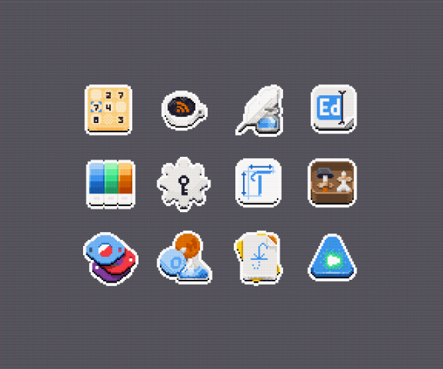 Pixel art variants of recent gnome apps. 