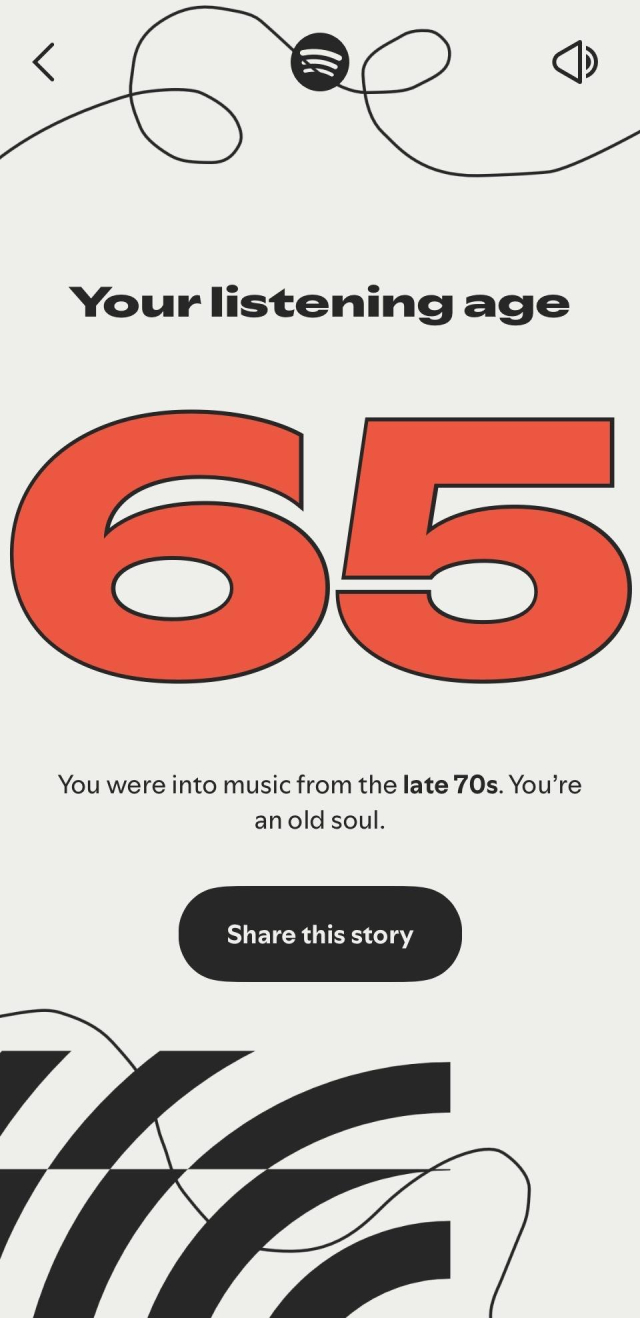Spotify says my listening age is 65