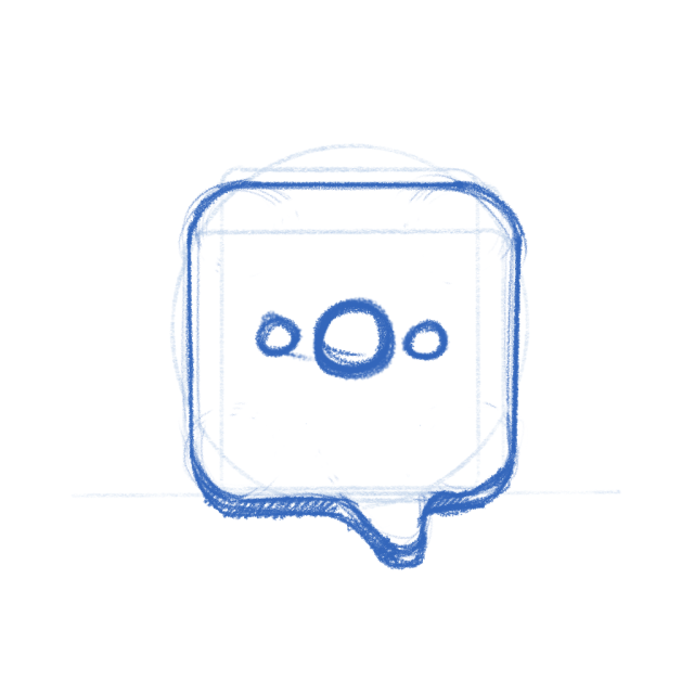 Deer app icon sketch. A chat bubble with nextcloud logo.