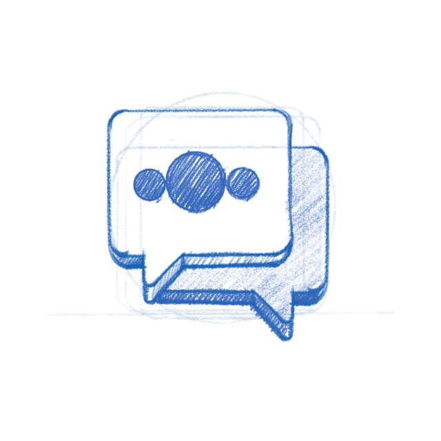 Deer app icon sketch. Nextcloud branded chat bubbles.
