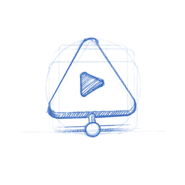 Gelly app icon sketch. A networked play button