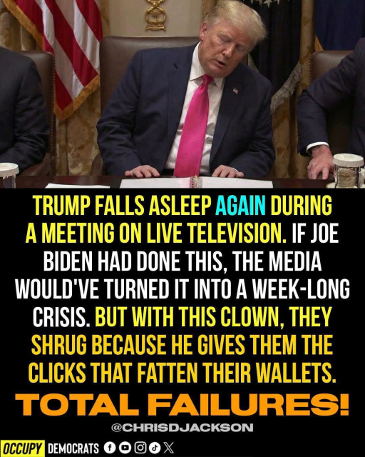 Trump falling asleep during a meeting on live TV.