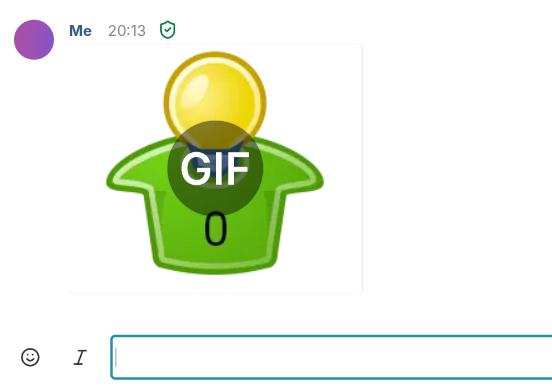 Gajim's chat window showing a preview of an animated file