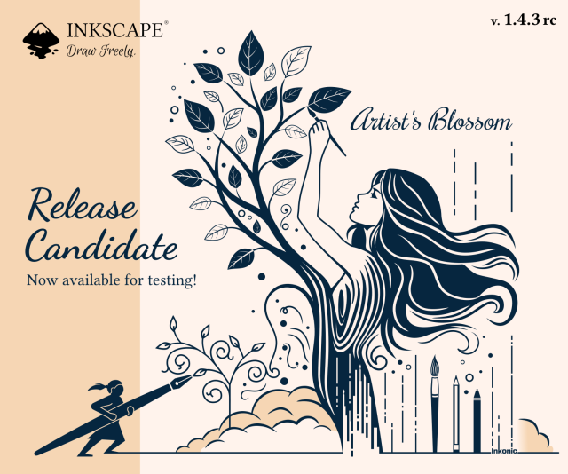 Vector art of a young woman emerging from a tree while drawing it, CC-By-SA Inkonic