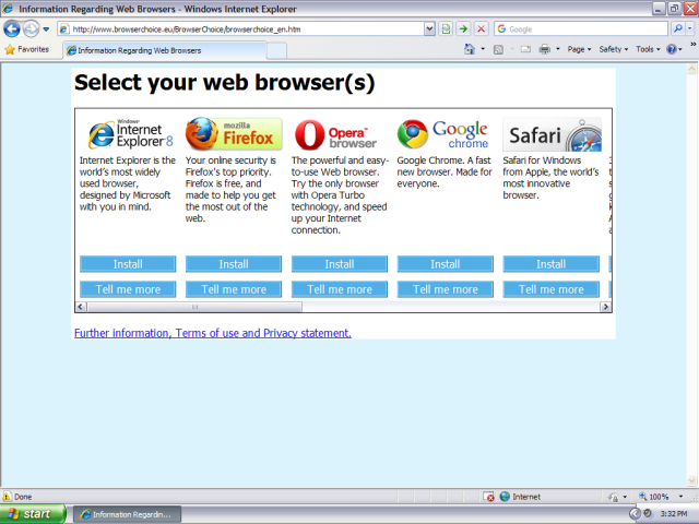 BrowserChoice.eu web site viewed in Internet Explorer on Windows XP