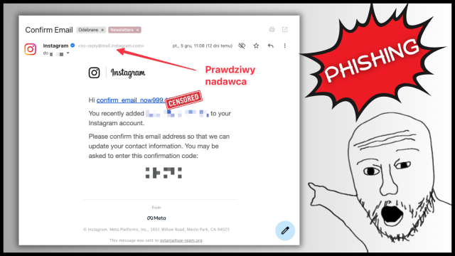 Nowy atak phishingowy - Instagram i Meta