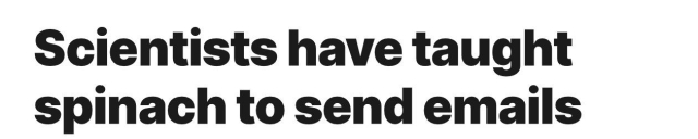 News headline: “scientists have taught spinach to send emails”