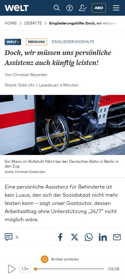 Screenshot von Welt.de