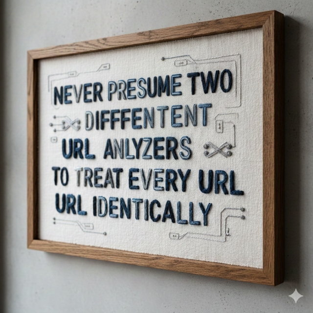 never presume two diffentent URL anlyzers to treat every URL URL identically