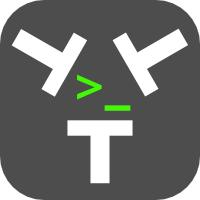 Three Ts pointing to the center at angles with a command prompt in the middle. Get it?