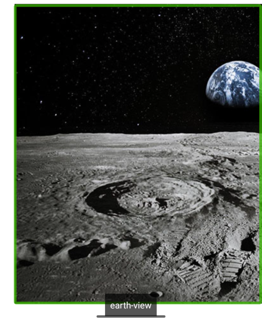 The same image focused by TalkBack in Chrome, with the TalkBack caption: “earth-view.”