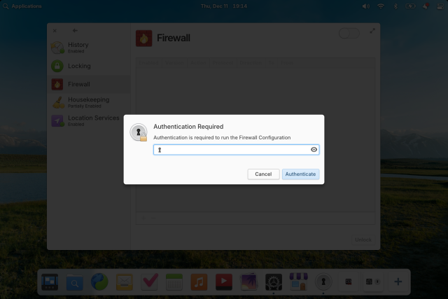 A screenshot of an open password authentication dialog on elementary OS. The rest of the screen behind the dialog has been dimmed.