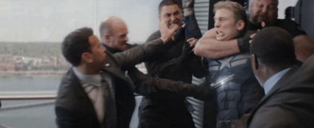 Captain America trying to break free. 