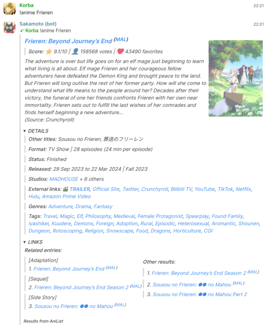 Animanga maubot plugin - full view