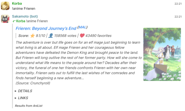 Animanga maubot plugin - default view