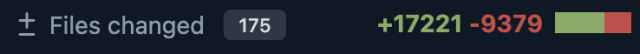 Codeberg screenshot: 
Files changed 175
+17221
-9379